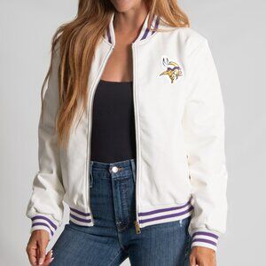NFL Minnesota Vikings White Vegan Leather Jacket